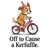 Dog on bike with party hat