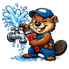 Beaver Plumber repairing a faucet Splashing