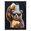 Bear with cheese, grater and sunglasses