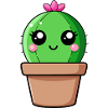 Cactus Kawaii in Flower Pot