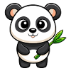 Kawaii-Panda mit Bambus