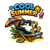 Cool Summer Penguin on the Beach