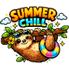 Summer Lounging Sloth Cartoon