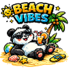 Beach Vibes Panda on the Beach