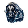 Bison in snowflake pattern