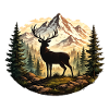 Deer silhouette in mountain forest
