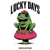 Lucky frog on mushroom hat