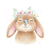 Hase mit Blumenkrone