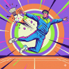 Neon Pop Tennis Star Retro-Stil