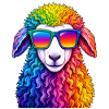 Rainbow Llama with Sunglasses