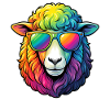Rainbow Sheep with Sunglasses Sheep