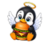 Süßer Engel Pinguin Burger Cartoon