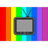 Retro TV on rainbow stripes