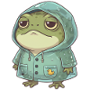 Frog with raincoat