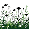 Black Green Wildflowers Silhouettes