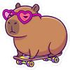 Cool Capybara Skateboard with Heart Sunglasses