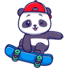 Panda Skater in Red Cap