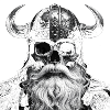 Skeletal Viking with Horned Helmet