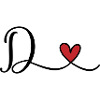 Letter D with heart monogram