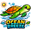 Ocean Breeze Turtle Cartoon Tee