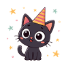 Black cat striped party hat