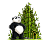 Panda devant un château de bambou