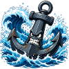 Angry anchor in roaring waves