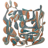 Abstract spirals in teal and terracotta