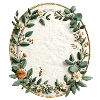 Green flower wreath on linen