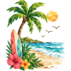 Paradis Plage Tropicale Low Poly