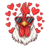 Heart Chicken with Sunglasses