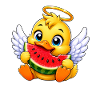 Cute Duck Angel Cartoon with Donut