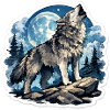 Wolf Singing Under the Moon