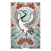 Crane with flowers and waves