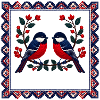 Red Blue Bird Duet Embroidery Design