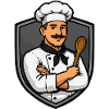 Chef im Wappenemblem Cartoon