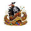 Treasure Pirate Ship Full of Gold