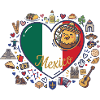 Mexico Heart Cheerful Chicken Flag Style