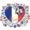 Herz Frankreich Hahn Motiv