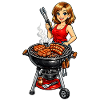 Frau am Grill