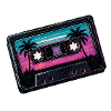 Neon Palm Cassette Sunset