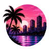 Neon Palm City Sunset