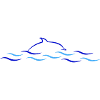 Azure Wavy Lines with Dolphin