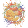 Mehrfarbige tropische Mango-Spritzkunst