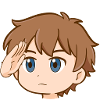 Junge salutiert im Anime-Stil