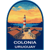 Colonia Uruguay Lighthouse Retro Sunset Badge