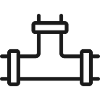 Pipe fitting T‑joint line art