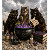 Halloween-Katzen kochen einen Trank