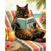 Relaxing Cat with Summer Reading