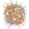 Orangefarbene Zitrusspritzkunst